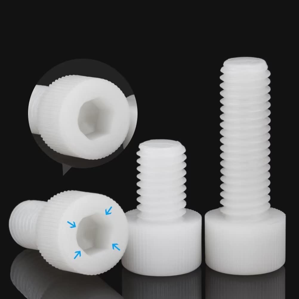 FEEIMOL Plastic Screws Nylon Hex Socket Cap Screws Allen Machine Screws White M5x30mm (40 pcs) - Image 4