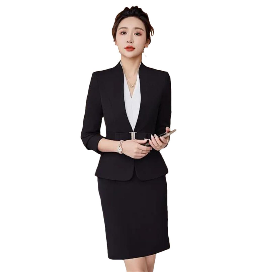 Traje de falda de oficina para mujer, conjunto de falda de manga larga, uniforme elegante, femenino, traje de trabajo formal