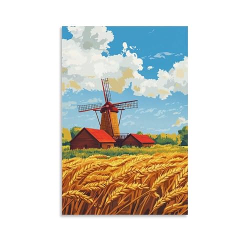Tractor en cuadro de lienzo para decorar un salón rústico o un dormitorio con arte de 50x75cm