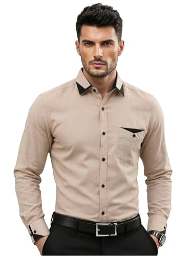 Image of TAGDO Men's Full Sleeve Shirt | Pocket Design and Spread Collar Shirt for Man (2054)