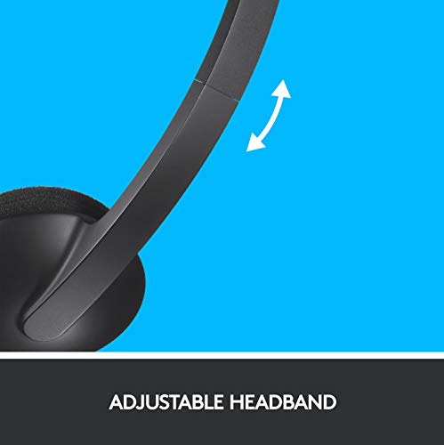 Logitech H340 Cuffie Cablate per Computer, Stereo con Microfono e Audio Digitale, ‎Cancellazione Rumore, USB, PC/Mac/Laptop, Nero