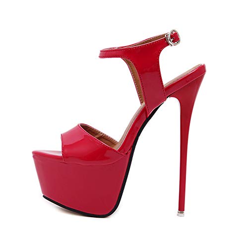 OCHENTA Women's Open Toe Platform Sky High Stiletto Heels Ankle Strap Sandals2