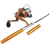 Docooler174; Mini Aluminum Pocket Pen Fishing Rod Pole + Reel (Golden)