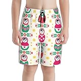 METFLOT Russian Doll Matryoshka Teen Boy's Summer Beach Shorts Quick Dry Swim Trunks Running Sports Shorts