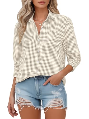 Image of Soft Wrinkle-Free Button Down Stretch Shirts for Women, Breathable Moisture-Wicking Casual Work Dress Tops