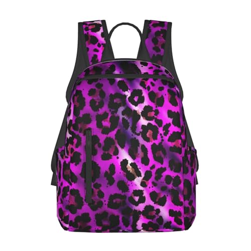Vintage Backpack Travel Laptop Backpack for Women & Men College Backpack (Watercolor Purple Tie Dye Leopard Cheetah Print)