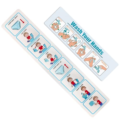 Pineeseatile Tabla de Pegatinas para IR al baño, 2 Unidades, Tabla de Entrenamiento para IR al baño, ayudas visuales Paso a Paso, Calendario Visual Autoadhesivo para niños