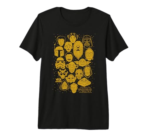 T-Shirt Star Wars Gold Character Collage Vetement Geek Stamp Imprimé