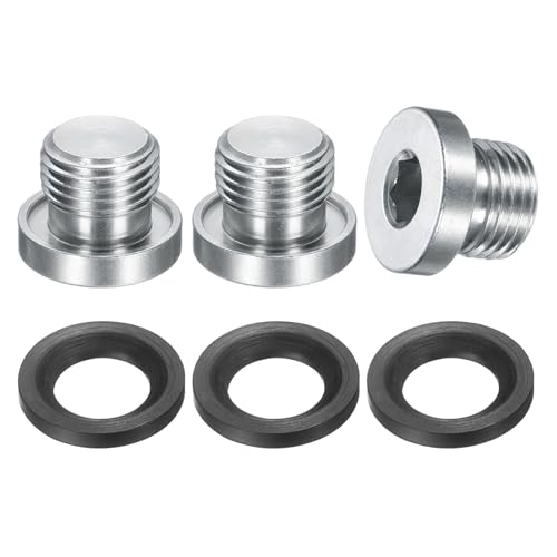 PATIKIL Bouchon En Acier Inoxydable M16 x 1.5 3 Pcs Métrique Mâle À Six Pans Creux Filetage Interne Bouchon À Tête Hexagonale Avec Joint Pour Sceller Les...