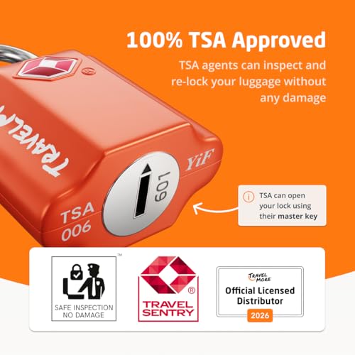Suitcase Padlocks with Keys – TSA Approved – Travel Locks for Luggage – 2-Pack, Orange - Image 4