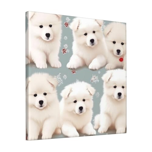 Impression sur toile tendresse petits chiens blancs pour chambre