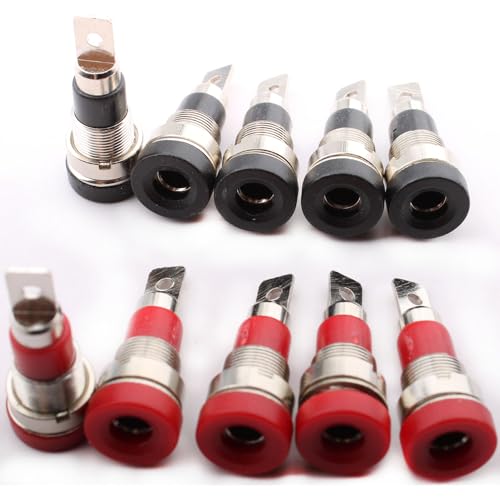 RUNCCI-YUN 10Pcs 4mm Banana Jack Socket Female Adapter Panel Mount Binding Post for 4mm Banana Plug Connectors Speaker Cable Connectors(Black and Red) - Image 2