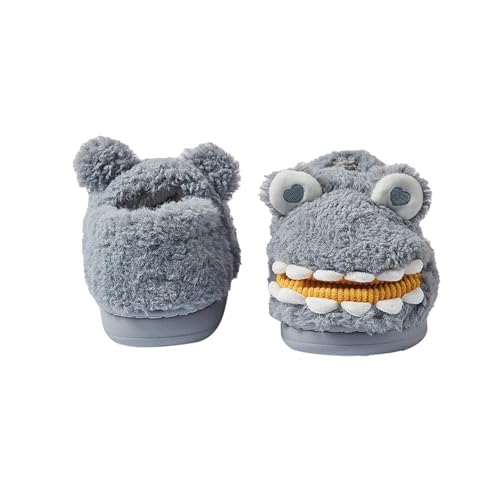Dinosaur Slippers Indoor Shoes Anti Skid Sole Home Shoes for Dorm Living Room, Gray, 38 to 393