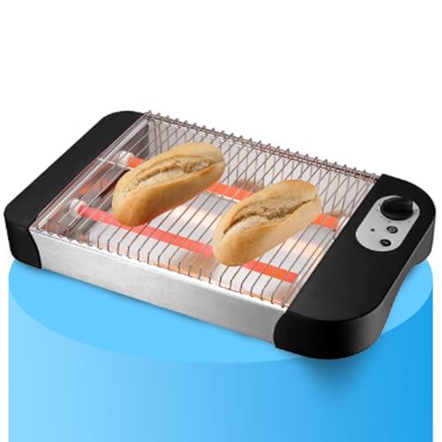 Dekohome Tostadora Pan Horizontal de Acero Inoxidable, 600W, Selector de Potencia, 2 Resistencias de Cuarzo, Bandeja Recogemigas, Indicador Luminoso