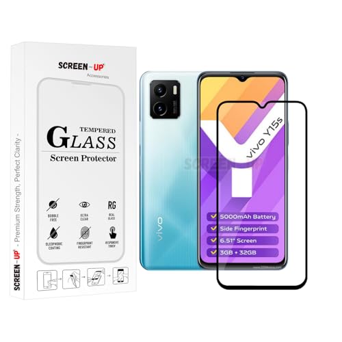 Image of ScreenUp Tempered Glass For Vivo Y15s - Ultra Clear, 9H Scratch Resistant, Full Coverage, Easy Install Screen Protector