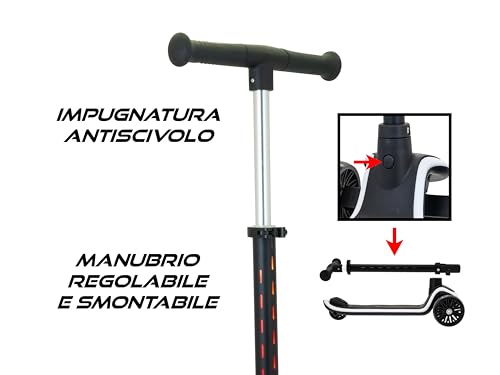 Trottinette à 3 roues pour enfants réglable légère avec LED