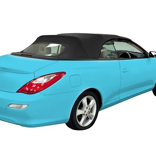 JMTAAT Convertible Soft Top Compatible with 2004-2009 Toyota Solara Black Color with Clear Glass Windows Sailcloth Vinyl Soft Roof Replacement