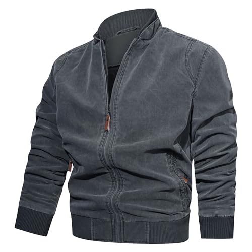 Veste de travail homme coton col montant blouson casual vert militaire XXL
