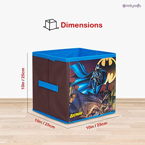 Image of PrettyKrafts Batman Toys Organizer, Storage Box for Kids; Small -Set of 2 Pieces (Blue)