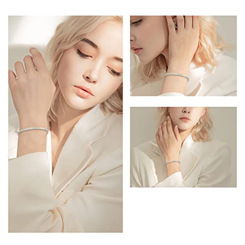 Cinily Thin Open Cuff Bracelets For Women Girls-White Gold Plated Opal Small Bangle Bracelets Adjustable Hypoallergenic Gemstone Bracelet #TOP3