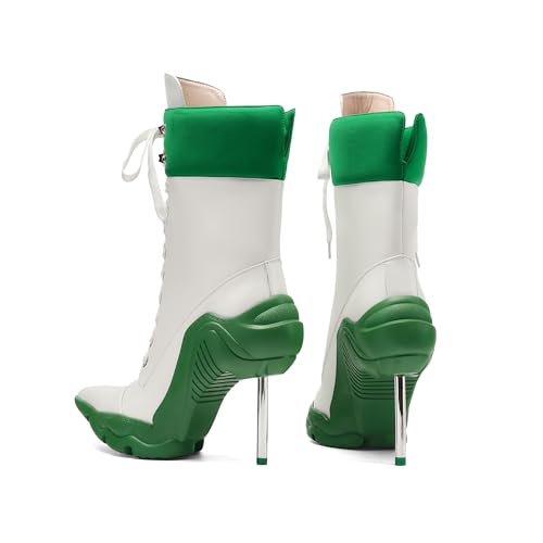 Tsrenlmln Women's Ankle Boots contrast color High Heel Boots for Women Stiletto Fashion Pointed Toe 8cm Pull-On Boots3
