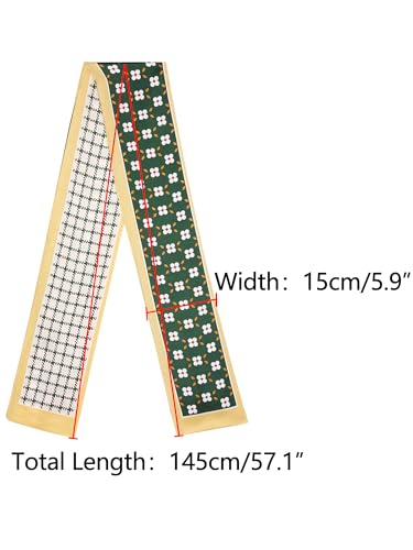 Women Fashion Printed Skinny Long Scarves, Retro Satin Silky Neckerchief Ribbon Headband Headscarf3