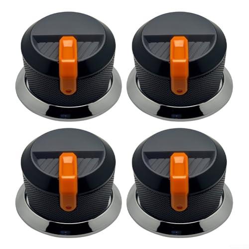 Jayruit 4 pomos de estufa con anillos decorativos de 58 mm de diámetro para parrillas, hornos de barbacoa, piezas de repuesto de plástico fácil de instalar (negro + rojo)