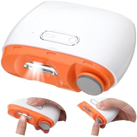 Automatic Electric Nail Clipper Laelr 2 in1 Fingernail Cutter and Polisher with LED Light 2 Speeds & Nail Scraps Storage Rechargeable Safety Fingernail Trimmer for Baby Kids Elderly Nail Care Cover