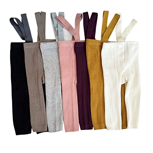 Toddler Baby Girls Basic High Waist Footless Ankle Tights Leggings Pants Ribbed Knit Suspender Pantyhose2