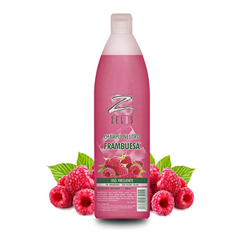 Champú Neutro Frambuesa - 1000 ml - Uso Frecuente - Para todo tipo de cabello - Producto Profesional - Sin Parabenos - Aroma Frutal - Con Filtro Solar - Alivio y bienestar en el pelo - Zelos
