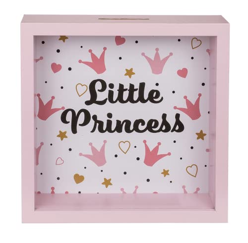 Tirelire rose en bois Little Princess. Tirelire pour les princesses de maison (20 x 20 cm), avec attache pour accrocher.