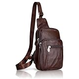 [革茶屋] シンプルボディバッグ 本革使用 メンズ 前後対応 斜め掛け コンパクト 収納力 外ポケット付き body(茶)