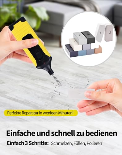 Vinylboden Reparaturset 15 Stück Laminat Reparaturset, PVC Vinyl und Kunststoff Parkett Reparaturset für Laminat Parket Holz Vinylböden, Holz Reparaturset 11 Farben Hartwachs, reparaturset Fliesen