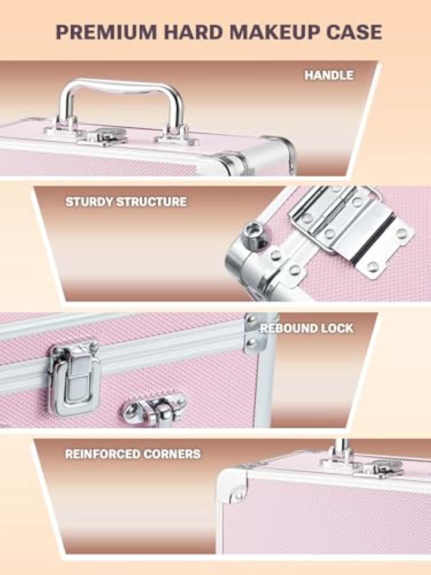 Lighted Mirror Portable Makeup Box with Adjustable Dividers