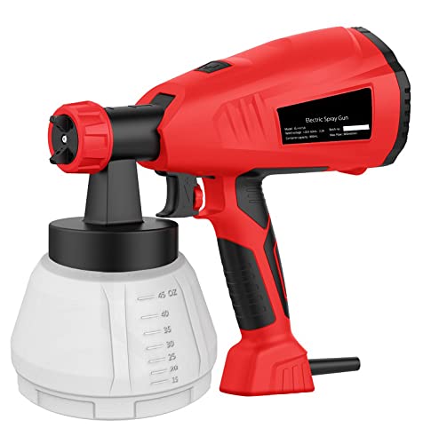 Michark 400W Paint Spray System, 800ML Electric Sprayer, 1100ML/min HVLP Gun,1.8m Air Hose, 3 Nozzle Sizes&3 Patterns, for Furniture, Cabinet, Fence, Chair, Car, Bike, Red