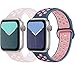 Produktbild INZAKI Kompatibel mit Apple Watch Armband 38mm 40mm,weich atmungsaktives Silikon Sport Ersatzband für Armband für iWatch Serie 5/4/3/2/1,Nike+,Sport,wasserdicht,S/M,BluePink/PinkWhite