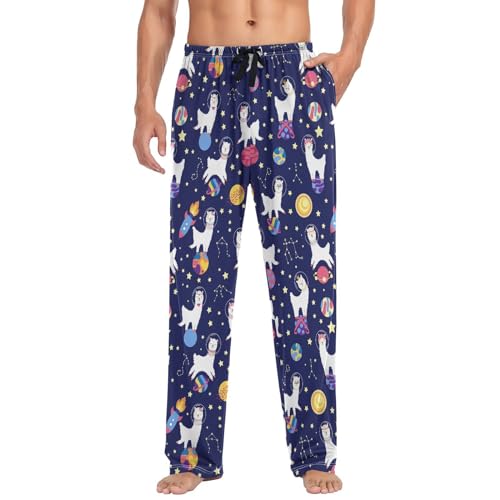Space Llama Constellation Rocket Men's Pajama Pants Sleepwear Lounge Pajama Bottoms3
