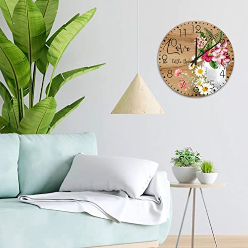 Horloge murale en bois aquarelle florale vintage rustique