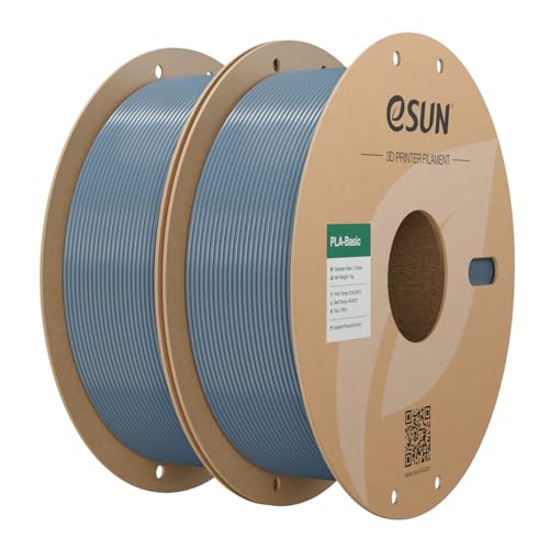 Image of eSUN PLA Basic Filament 1.75mm, 3D Printer Filament High Speed PLA for Fast Printing, 1KG per Spool, 2 Spools High Speed 3D Printing Filament, Grey