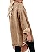 Vetinee Women's Western Jackets for Women Oversized Boyfriend Almond Brown Front Button Up Frayed Raw Hem Long Sleeve Pockets Denim Jean Jacket Shacket XXX-Large Size 24 Size 26