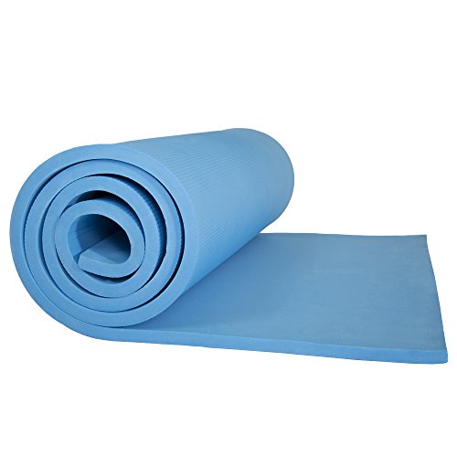 Extra Thick Yoga Mat- Non Slip Comfort Foam, Durable Exercise Mat For Fitness, Pilates And Workout With Carrying Strap By Wakeman Fitness (Light Blue) #TOP4