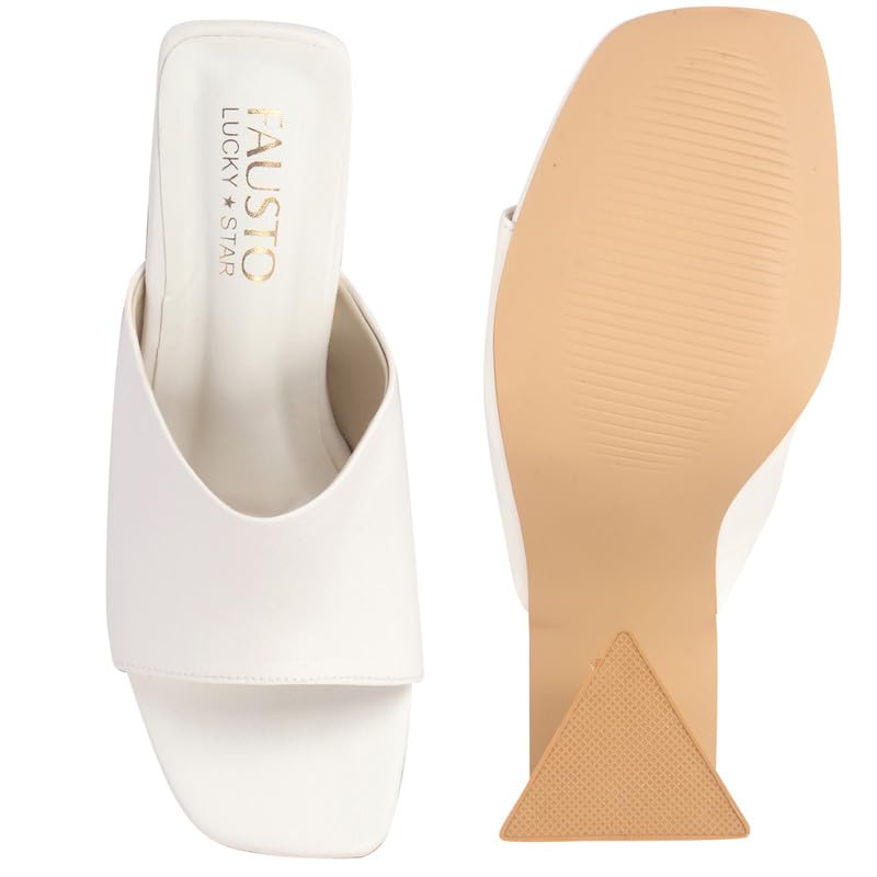 Image of FAUSTO Women Open Square Toe Cone Block Heel Formal Slip On Sandals with Wide Vamp Strap | Elegant Slip-On 4 Inch Heel Sandals For Office, Work, Party