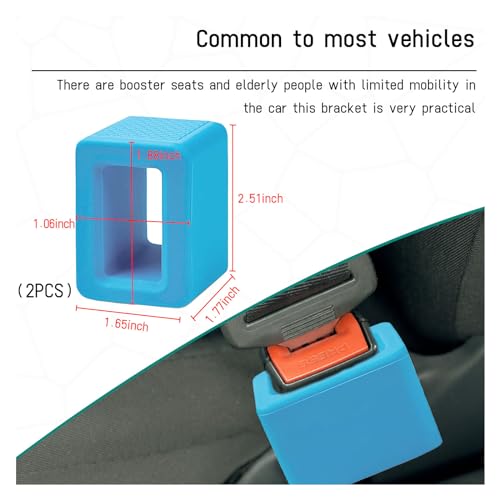 Image of Augeny 2PCS Seat Belt Buckle Holder, Silicone Auto Rear Seatbelt Buckle Booster to Makes Receptacle Stand Upright for Easy Access, Universal Vehicle Seatbelt Buckle for Kids (Blue)