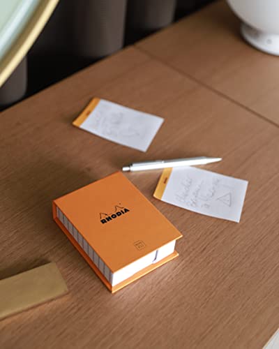 RHODIA 194049C, Memo Pad Box N°11 Orange, A7 8.5x11.5 cm, 5/5 (Small Squares), 240 Sheets 80g/m, Practical and Compact - Image 4