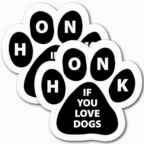 Image of Honk if You Love Dogs Pawprint Car Magnet 5 Inch 2 Pack, Dog Lover Gift