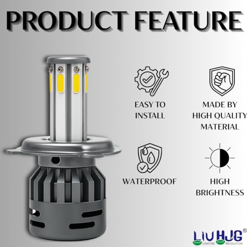 Image of LIU HJG 80W LED White Headlight Bulb | 12V-80V AC /DC | Waterproof & Durable | High Brightness with Heat Dissipation | Universal for Car & Bike | Energy Efficient LED (Pack of 1)