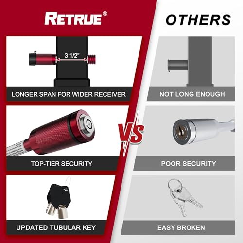 Image of RETRUE Trailer Locking Hitch Pin, 5 /8 inch Pin, Fit 2 inch & 2-1 /2 inch Receiver, Red
