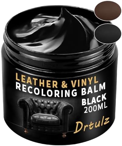 drtulz Leder Reparatur Set Schwarz, Lederpflege Für Ledercouch, Für Vinyl Möbel, Sofa, Autositze, Schuhe Für Reparatur Lederfarbe Auf Verblassten und Zerkratzten Ledersofas (75ML)