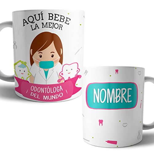 Imagen de Kartoon Kase TazaOdontóloga Original Personalizada con Nombre Mejor del Mundo Taza Dentista Profesiones de Cafe Desayuno para Regalar