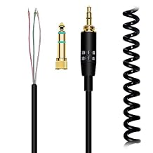ATH-M50 Replacement Extension Cord Spring Relief Coiled Audio Cable Compatible with Sony MDR-7506 MDR-V6 MDR-V600 MDR-V700 MDR-V900 and Audio Technica ATH-M50 ATH-M50s Headphones Black